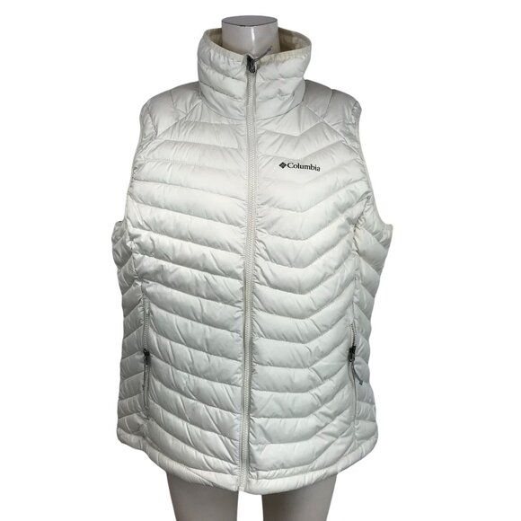 COLUMBIA - WOMEN'S 1X - CREAM OMNI-HEAT FULL ZIP POLYESTER VEST W/POCKETS - Picture 1 of 9